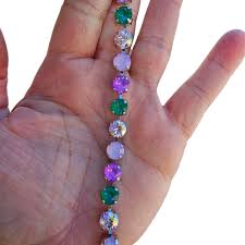 Sweet Escape 2.0 Purple & Green Crystal Bracelet 8mm Adjustable, Gift for  Her