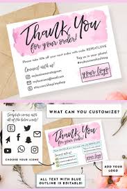 Instant Download Editable And Printable Thank You Card For Etsy In 2020 Small Business Cards Diy Business Cards Packaging Ideas Business