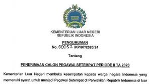 Info lowongan sampoerna jombang / tak mau kecolongan. Lowongan Kerja Kementerian Luar Negeri 2020 Jadi Pegawai Di Luar Negeri Klik P3k Sdm Kemlu Go Id Banjarmasin Post