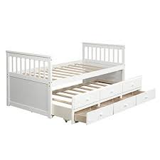 Merax twin size wood platform storage bed with 3 drawers. Merax Captain S Platform Storage Bed With Trundle Bed And Drawers Twin White Buy Online In Bahamas At Bahamas Desertcart Com Productid 49862943