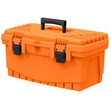 The Home Depot 19 In Plastic Portable Tool Box With Metal Latches And Removable Tool Tray 17331512 The Home Depot Tool Box Storage Plastic Tool Box Portable Tool Box