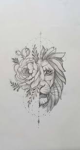 Tattoo Lion Line Drawings 35 Ideas In 2020 Lion Flower Tattoos Sunflower Sketches