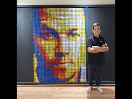 Mark Wahlberg mosaic with Rubik's cubes by Benjamin Russo