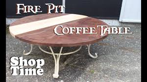 The coffee table's countertop features multiple square plates, and the four plates in the center are removable and used to cover the fire pit. Reclaimed Fire Pit Coffee Table Youtube