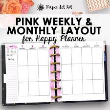 Pink Happy Planner Printables Weekly And Monthly Inserts Arc Planner Inserts Happy Planner Page Template Daily Insert Arc Notebook Happy Planner Planner Pages Printable Planner