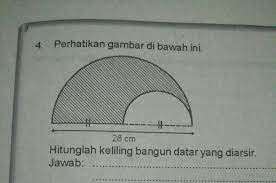 Hitunglah keliling daerah yang diarsir pada gambar berikut brainly. Hitunglah Keliling Bangun Datar Yang Diarsir Brainly Co Id