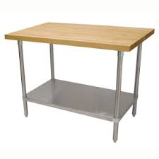 Wooden work tops feature a solid wood surface and most come equipped with additional shelves for storage of tools and other accessories. Wood Top Work Tables Katom Restaurant Supply