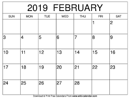 February 2019 Calendar Template Printable Calendar Word Excel Calendar Template February Calendar