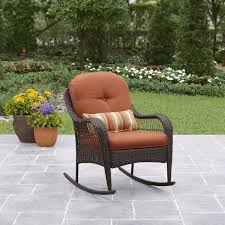 Better Homes Gardens Azalea Ridge Outdoor Rocking Chair Orange Walmart Com In 2020 Rocking Chair Porch Patio Rocking Chairs Wicker Rocking Chair