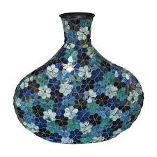 Flower Mosaic Blue Black Green Glass Table Vase Mosaic Flowers Table Vases Vase