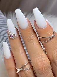 120 Best Coffin Nails Ideas That Suit Everyone White Acrylic Nails White Nail Art Summer Nails