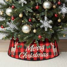 Plaid Christmas Tree Buy Gudelak Christmas Tree Collar Buffalo Plaid Christmas Tree Skirt Red Black Classic Plaid Burlap With Merry Christmas Elk Maple Leaves Tree Ring With Gift Box Holiday Home Decoration Online In India