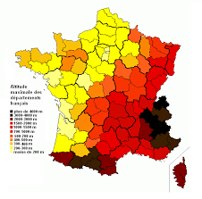 Carte vierge des départements de france. Altitude Maximale Des Departements Carte Et Plan Carte Relief Carte