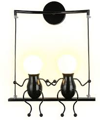 Southpo Led Wall Light Fixtures Creative Double Little People Mini Wall Sconces Lighting Modern Decor Adjustable Swing Metal Bedside Lamp Children Cartoon Doll Gift Wall Lamps Bedroom 2 E26 Black Amazon Com