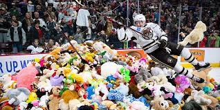 Christian Djoos Scored The Hershey Bears Teddy Bear Toss Goal Fans Tossed A World Record 45 650 Stuffed Animals Onto T Hershey Bears Teddy Bear World Records