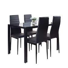 So your family and friends can sit comfortably sit long meals relaxing meals. Black Dining Table And Chairs Set Of 4 Glass Kitchen Table And 4 Faux Leather Padded Chairs Kitchen Dining Table Set Buy Online In Botswana At Botswana Desertcart Com Productid 154127599