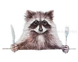 Raccoon Print Funny Animal Art Kitchen Art Watercolor Etsy In 2020 Animal Art Raccoon Illustration Raccoon Print