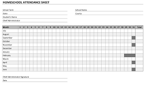 Homeschool Attendance Sheet