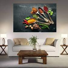 Herbs slate blue gray print set of 3, oregano, parsley, rosemary, herb prints, herb wall art painting,kitchen art, kitchen decor cayalori 5 out of 5 stars (894) sale price $34.00 $ 34.00 $ 40.00 original price $40.00 (15% off. Kitchen Wall Art With Spices Colorful Kitchen Canvas Picture Painting Canvas Elegant Wall Art Home Decoration Stickers Wall Stickers Aliexpress