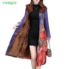 Women's cotton linen vintage floral print lightweight trench coat long jacket robe with pockets. Autumn Winter Floral Print Suede Windbreaker Coat Plus Size Women Long Borizcustom