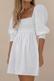 Square Neck Puff Sleeve Mini Dress In 2020 Square Neckline Dress Puff Sleeve Dresses Square Neck Dress