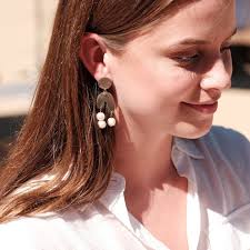 Mother of Pearl Black Asymmetrical Earrings