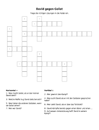 Wie groß gegen klein, schwach gegen stark. Kreuzwortratsel David Gegen Goliat Als Pdf Arbeitsblatt Schulraetsel De