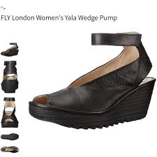 fly london yala wedge pump black mousse leather