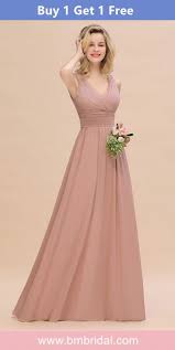 Elegant V Neck Dusty Rose Chiffon Bridesmaid Dress With Ruffle Blush Bridesmaid Dresses Long Stunning Bridesmaid Dresses Bridesmaid Dresses