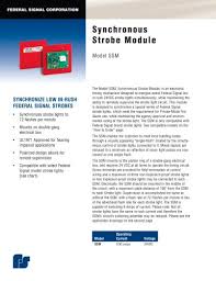 Ssm Synchronous Strobe Module Federal Signal Pdf