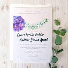 Eco Friendly Plantable Custom Printed Seed Paper Wedding Invitations Wedding Invitations Wedding Paper Succulent Wedding Invitations