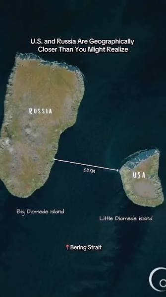 Just 3.8 kilometers apart in the Bering Strait, Big Diomede and Little  Diomede form one of the closest points between the United States and  Russia. Big Diomede belongs to Russia; Little Diomede to the ...