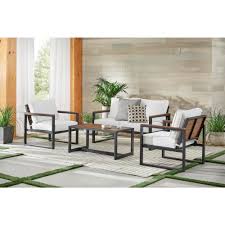 Hampton Bay West Park Black Aluminum Outdoor Patio Lounge Chair With Standard White Cushions 2 Pack 501 0601 000 The Home Depot Gray Patio Furniture Home Lounge Chair Outdoor