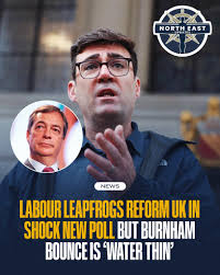 🚨A new opinion poll suggests Labour could overtake Reform UK if Andy  Burnham were leading the party, although the reported “Burnham bounce” is  said to be very narrow. The survey indicates Burnham's