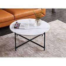 Furniture / coffee tables, tables. Modern Round Coffee Table Golden Color Frame With Marble Wood Top 32 Overstock 32263252