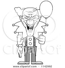 Questions concerning the clowns were posed to the white house press secretary and the media ordered an inquiry by the fbi. Cartoon Clipart Of A Black And White Demonic Clown Holding A Balloon Vector Outlined Coloring Page By Cory Thoman 1142992