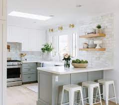 White and navy blue with wooden floor. Two Tone Kitchen Cabinets Decoholic