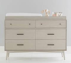 West Elm X Pbk Mid Century 6 Drawer Changing Table Pebble Pottery Barn Kids Modern Baby Furniture Extra Wide Dresser Baby Furniture