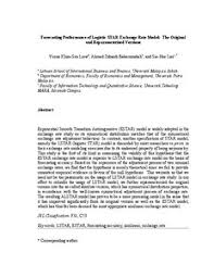 Find the latest news on the exchange rate between the pound and other currencies. Forecasting Performance Of Logistic Star Exchange Rate Model The Original And Reparameterised Versions Munich Personal Repec Archive