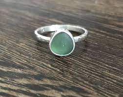 Sea Glass Ring Cornish Seaglass Engagement Ring Sea Glass Etsy Glass Rings Simple Silver Jewelry Silver Rings
