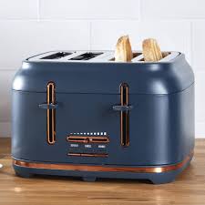 Dunelm 4 Slice Matt Navy Copper Toaster Navy And Copper Copper Kitchen Accessories Blue Kitchen Accessories