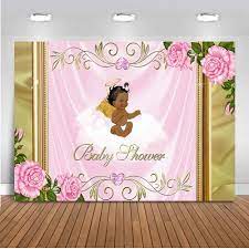 Angel Theme Baby Shower Party Photo Background Pink Flowers Gold Shiny Newborn Photography Backdrop Gem Golden Wing Photocall Background Aliexpress