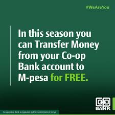 Choose the mobile money option. Co Op Bank Kenya Ar Twitter You Can Transfer Money From Your Co Op Bank Account Into M Pesa For Free Regardless Of The Amount Transfer Doh Bila Charges Keepcalmgodigitalbanking Weareyou Https T Co F1jdvleycm