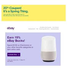 Buono sconto utilizzabile solo su app ebay. Two Big Ebay Deals 20 Off 25 Orders Of Select Ebay Deals 15 Ebay Bucks On Qualifying Items Over 150 Save At Com