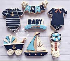 Nautical Theme Baby Shower Cookies Edibleart Nautical Babyshower Boy Customsweets Cookieart Pa Baby Cookies Baby Shower Cookies Baby Shower Cupcakes
