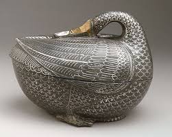 Pan Box In The Shape Of A Duck Bridi Zinc Alloy Inlay Of Brass And Silver From India Ca 1700 India Ancient Art Asian Art