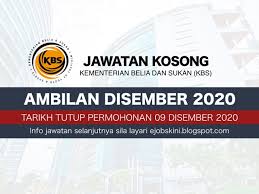 Jawatan kosong kerajaan di kementerian belia dan sukan (kbs). Jawatan Kosong Kementerian Belia Dan Sukan Kbs Disember 2020