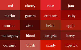 the color thesaurus words el color rojo tonos de rojo