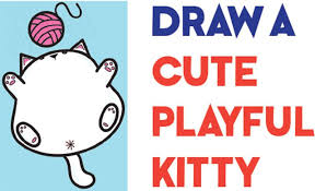 Hand drawn card, banner with cute cat in santa claus hat, snowflakes, text warmest wishes. Draw This Cute Chubby Cat Drawing For Kids Facebook