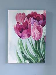 Tulips Acrylic Painting Kunstgemaldeabstrakt Flower Art Painting Acrylic Painting Flowers Painting